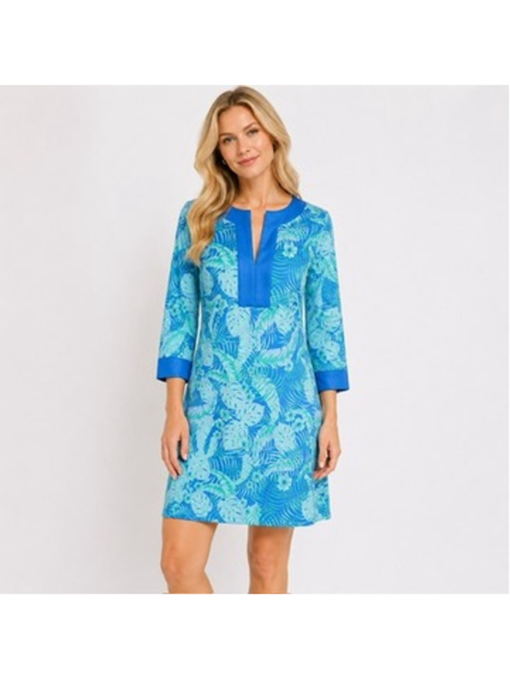 Cabana Life Aqua Tropical Tunic Dress Sun Protection UPF Coastal Resort Size S